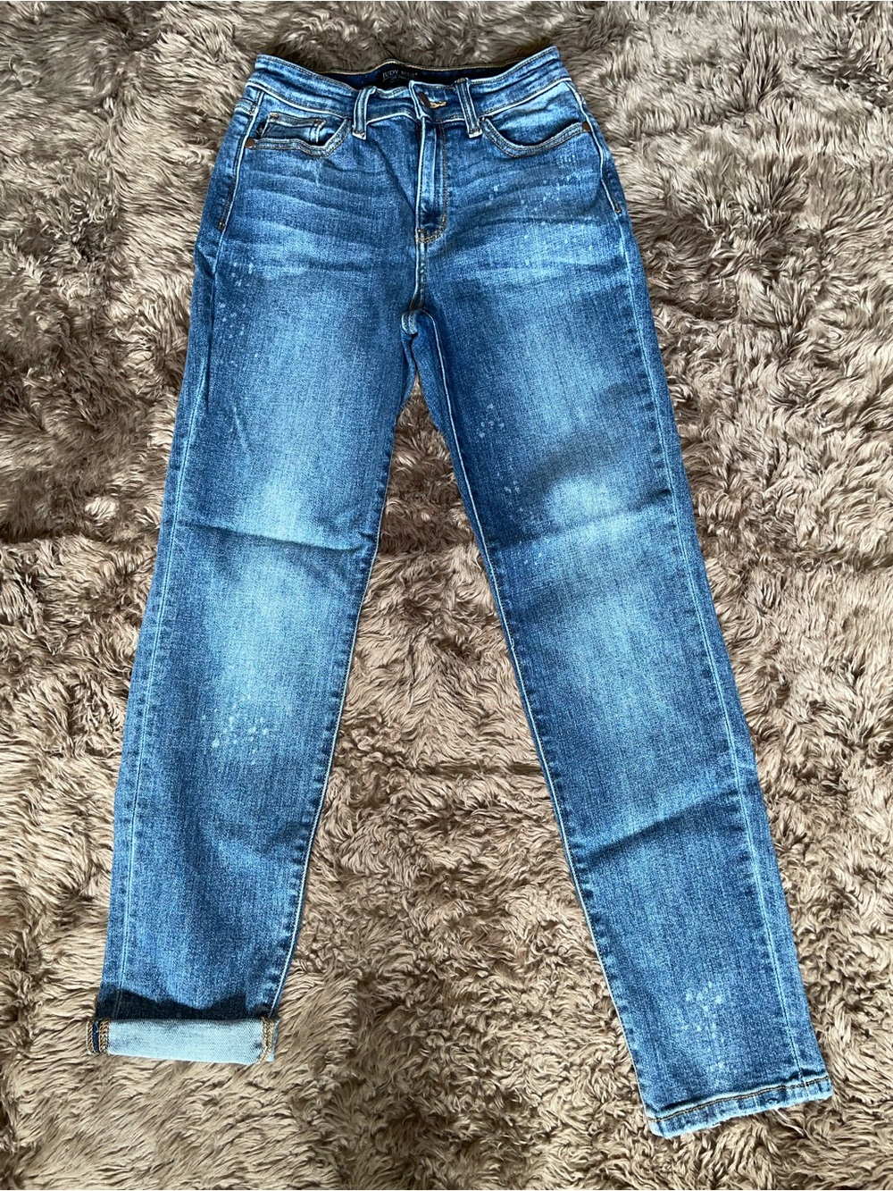 Judy Blue High Rise Bleach Splash Boyfriend Jeans 1/25